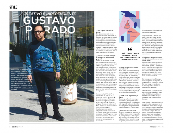 Gustavo Prado:  Creativo e independiente